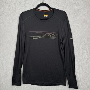 Icebreaker Base Layer Mens M Black 200 Merino Wool Pullover Washable Outdoor